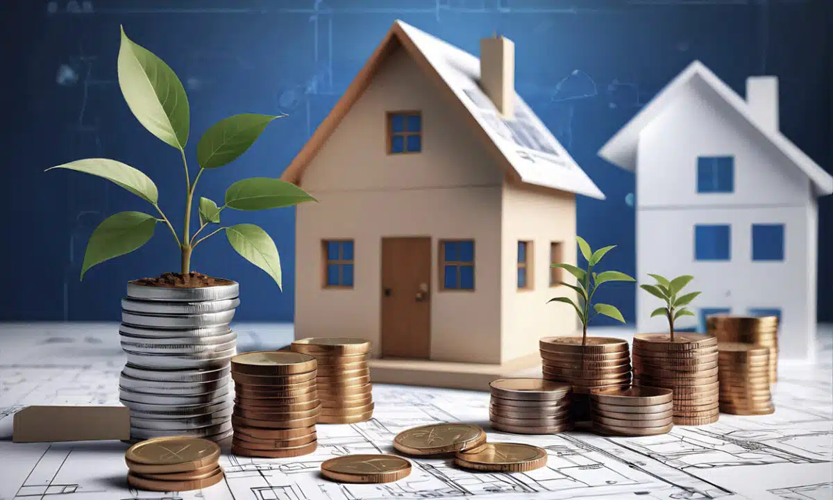 Une maison avec des pièces de monnaie pour imager la rentabilité d'un investissement immobilier